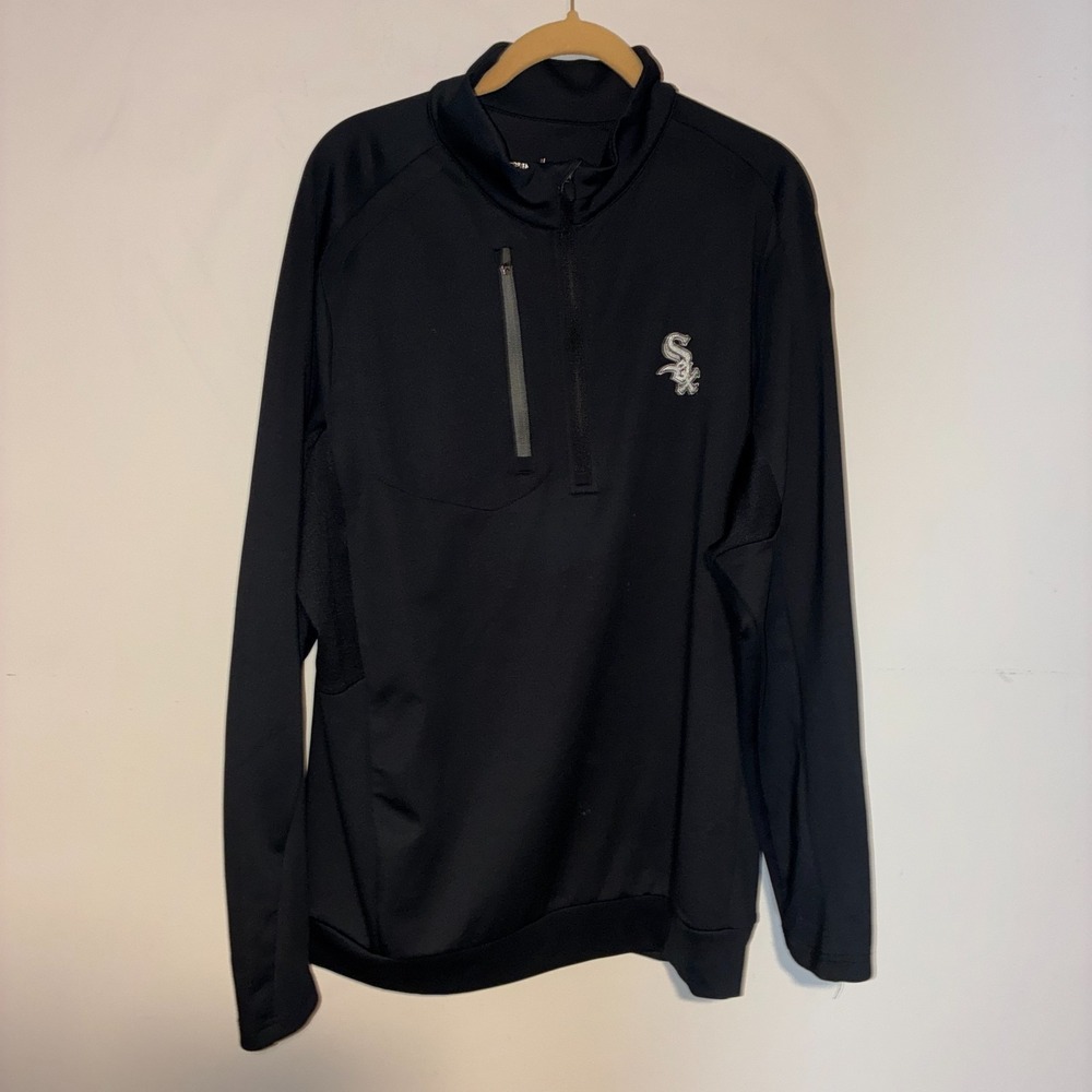 Chicago White Sox Antigua 1/4 Zip Pullover Mens XL Black MLB
